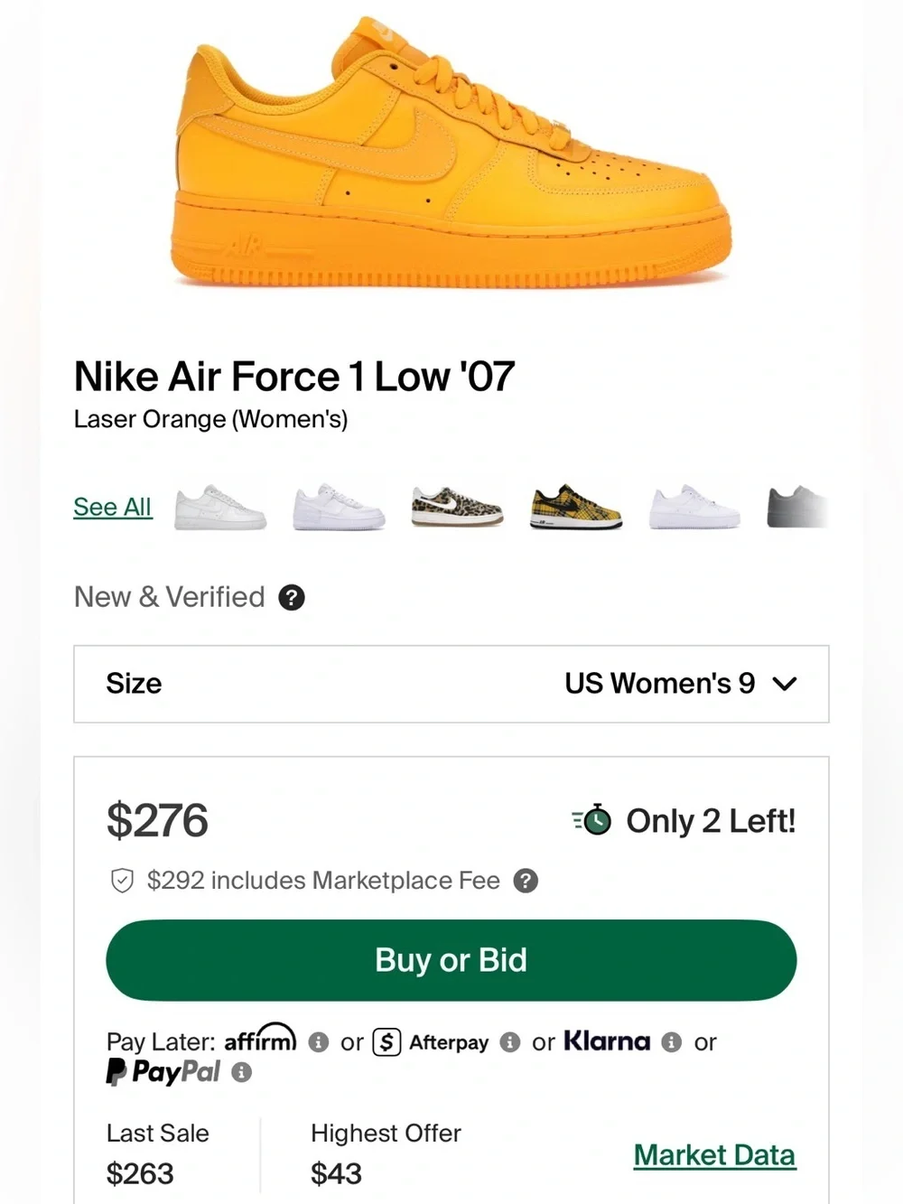 Air force 1 'Laser orange' Brand new  NWOT